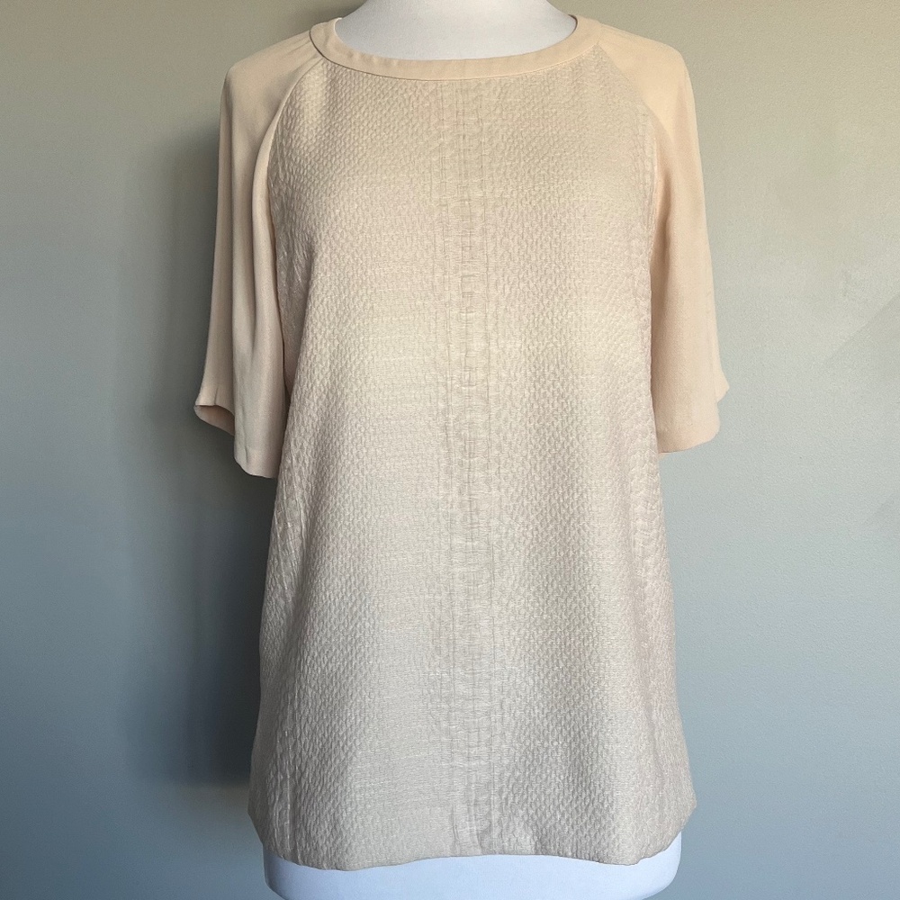 Vince Textured Phyton Pattern Cocktail Blush Pink Blouse Casual Top T-Shirt